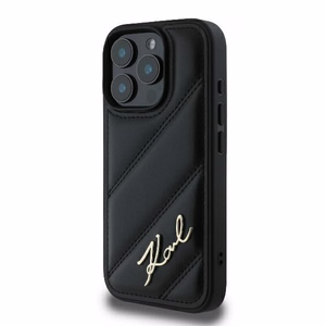 Karl Lagerfeld Dygsniuotas Parašas dėklas telefonui iPhone 16 Pro - juodas