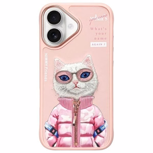 Nimmy Cool&Cute 2.0 Katės dėklas telefonui iPhone 16 - rožinė
