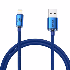 USB laidas Baseus Crystal Shine mėlynas Lightning 120cm