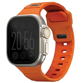UNIQ dirželis Stride Apple Watch Series 1/2/3/4/5/6/7/8/9/SE/SE2/Ultra/Ultra 2 42/44/45/49mm FKM guminis oranžinis