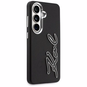 Karl Lagerfeld Grained Signature Metal Resin Logo dėklas Samsung Galaxy S26 juodas