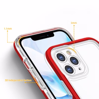 Skaidrus 3in1 dėklas iPhone 11 Pro Max su rėmo gelio dangteliu raudonos spalvos