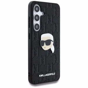 Dėklas telefonui Karl Lagerfeld Leather Monogram Pin Logo Karl Head Samsung Galaxy S25 Plus - juodas