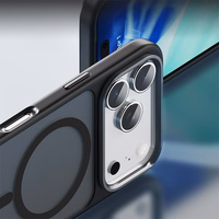 Rock Guard Touch Matte Serijos Magnetinė Dėklas ant Iphone 17 Pro Max - juodas (metalinis objektyvo rėmas)