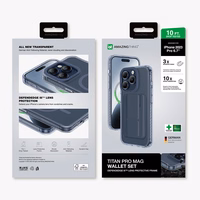 Amazing Thing Titan Pro Mag piniginės dėklas 10FT IP156.7PTWBU Iphone 15 Pro Max tamsiai mėlyna su stovu