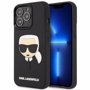 Karl Lagerfeld KLHCP14LKH3DBK iPhone 14 Pro 6.1 juodas kietasis dėklas 3D guminė Karlo galva