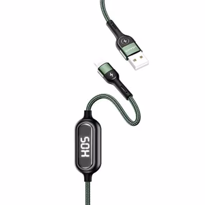 USAMS Laidas pintas U48 LIGHTNING 1,2M 2A FAST CHARGING LED žalias SJ423USB02 (US-SJ423)