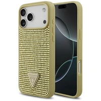 Guess Rhinestone Triangle Logo dėklas telefonui iPhone 17 Pro Max - auksinė