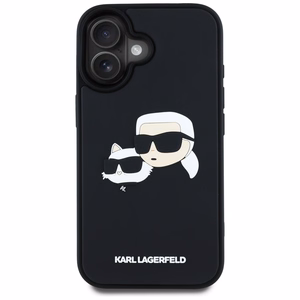 Karl Lagerfeld HC 3D guminis dvigubų galvų iPhone 16 dėklas - juodas
