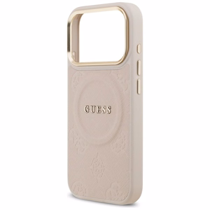 Guess Peony Hot Stamp Magnetinis dėklas telefonui iPhone 17 Pro - rožinė