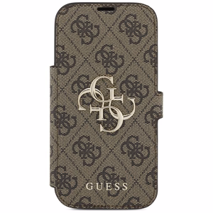 Guess Book 4G Metal Logo dėklas telefonui iPhone 17 Pro - rudas
