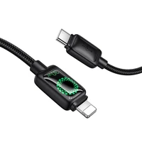 Kabelis su skystųjų kristalų ekranu USB C-Lightning Hoco PD 30W 1,2 m U146 juodas
