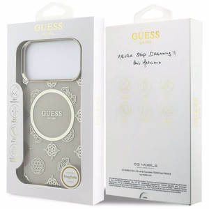 Guess IML Peony Dot MagSafe Dėklas for iPhone 17 Pro Max - smėlinis