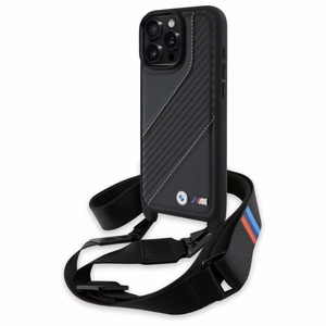 BMW M Edition anglies juosta ir dirželis dėklas telefonui iPhone 16 Pro Max - juodas