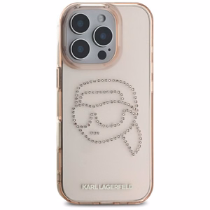 Karl Lagerfeld IML Rhinestones Karl Head dėklas telefonui iPhone 16 Pro rožinis