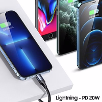 USAMS Laidas U71 USB-C/ Lighning na USB-C1,2m 100W PD Fast Charge juodas/black SJ550USB01(US-SJ550)