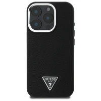 Guess GUHMP16XPGTSPSK iPhone 16 Pro Max 6.3" juodas/juodas kietas dėklas Grained Triangle Magnetinis