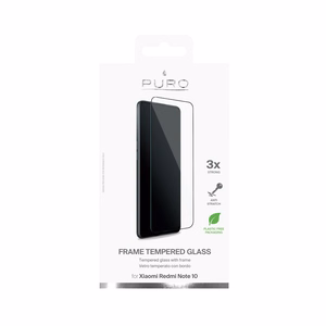 Puro Frame grūdintas apsauginis ekrano stiklas, skirtas Xiaomi Redmi Note 10, juodu rėmeliu