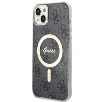 Rinkinys Guess GUBPP14SH4EACSK dėklas + įkroviklis iPhone 14 6.1" juodas/kietas dėklas 4G Spausdinimas Magnetinis