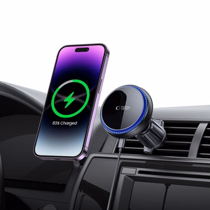Tech-Protect MM15W-V4 automobilinis telefono laikiklis su MagSafe 15W indukciniu įkrovikliu, tvirtinamas prie oro angos - juodas
