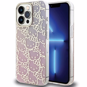 Hello Kitty IML Gradient Electrop Crowded Kitty Head dėklas telefonui iPhone 13 Pro Max - rožinis