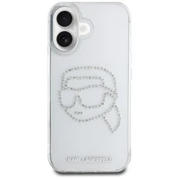 Karl Lagerfeld IML Rhinestones Karl Head Case dėklas telefonui iPhone 16 skaidrus