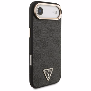 GUESS dėklas telefonui IPHONE 17 Air, suderinamas su MagSafe GUHMP17MP4GTDGMK (4G PU W/ Triangle Logo) auksinis ir juodas