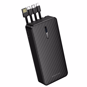 Borofone Išorinė baterija 20000mAh BJ84A Smooth - USB - with USB, Type C, Lightning and Micro USB cables juodas