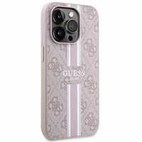 Guess 4G Printed Stripes Magnetinis dėklas telefonui iPhone 15 Pro - rožinis