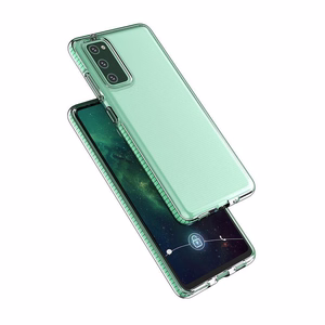 Spring dėklas skaidrus TPU gelio apsauginis dangtelis su spalvotu rėmeliu Samsung Galaxy A72 4G geltonas