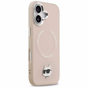 Karl Lagerfeld Choupette Pin Magnetinis dėklas telefonui iPhone 17 - rožinė