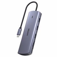 UNITEK šakotuvas USB-C 9IN1 HDMI, VGA, SD, RJ45, PD 100W