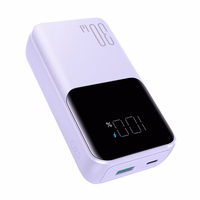 Joyroom JR-PBC06 mini išorinė baterija su įmontuotais USB-C / Lightning kabeliais 30W 10000mAh - violetinė