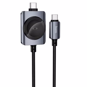 Hoco USB C to USB C cable PD100W with wireless charging for Apple Watch 1,2 m CW66 black