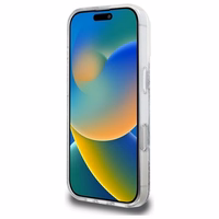 Guess dervos gradientinis blizgus magnetinis dėklas iPhone 16 Pro telefonui – sidabrinis