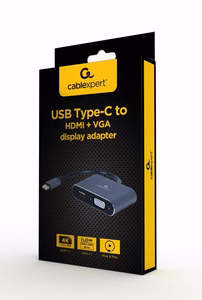 Cablexpert A-USB3C-HDMIVGA-01 USB graphics adapteris pilkas