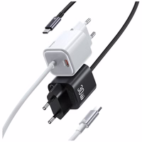 Tinklo įkroviklis USAMS JC Series CC264 30W GaN Mini Fast Charge 2xUSB-C baltas