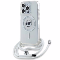 Karl Lagerfeld IML Choupette Head & Cord Magnetinis dėklas iPhone 14 Pro Max - skaidrus