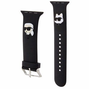 Karl Lagerfeld 3D Rubber Karl ir Choupette Heads dirželis juodas skirtas Apple Watch 38/40/41mm