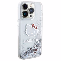Hello Kitty Liquid Glitter Charms Kitty Head dėklas telefonui iPhone 14 Pro Max - sidabrinė