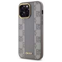 DKNY Odinis languotas mono raštas Magnetinis dėklas telefonui iPhone 14 Pro Max - smėlio spalvos