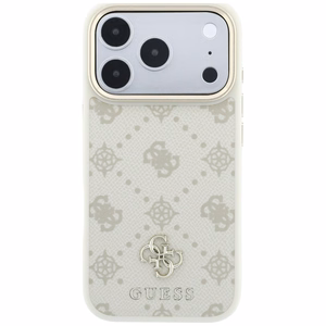 Guess Peony 4G Small Logo MagSafe dėklas, skirtas iPhone 17 Pro Max / 18 Pro Max, smėlio spalvos