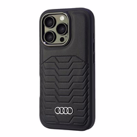 Audi Sintetinės odos Magnetinis iPhone 16 Pro 6.3" juodas/juodas kietas dėklas AU-TPUPCMIP16P-GT/D3-BK