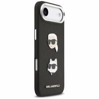 KARL LAGERFELD dėklas telefonui IPHONE 17 Air, suderinamas su magnetiniu MagSafe (KLHCP17MPSFDHPOK, FW Grained PU W/ K&C Heads Pins & Logo) juodas