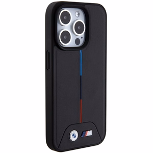 BMW dygsniuotas trispalvė Magnetinis dėklas telefonui iPhone 15 Pro Max - juodas