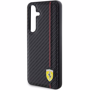 Ferrari Carbon Printed Line dėklas telefonui Samsung Galaxy S24+ - juodas