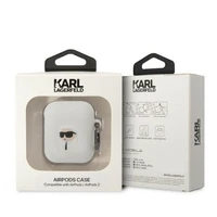 Karl Lagerfeld KLA2RUNIKH AirPods 1/2 dėklas balta/balta silikoninis Karl galvos 3D