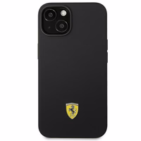 Dėklas telefonui Ferrari FEHCP14SSIBBK iPhone 14 6.1 juodas silikoninis metalinis logotipas