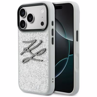 Karl Lagerfeld IML Glitter KL Diamond Logo dėklas for iPhone 17 Pro - sidabrinis