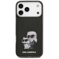 Karl Lagerfeld IML akvarelės Karl & Choupette ir logotipo magnetinis dėklas telefonui iPhone 17 Pro - juodas